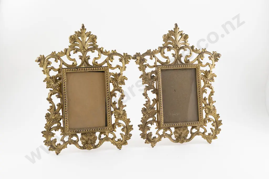 Pair Gilt Brass Rococo Style Table Photo Frames Image 1++
