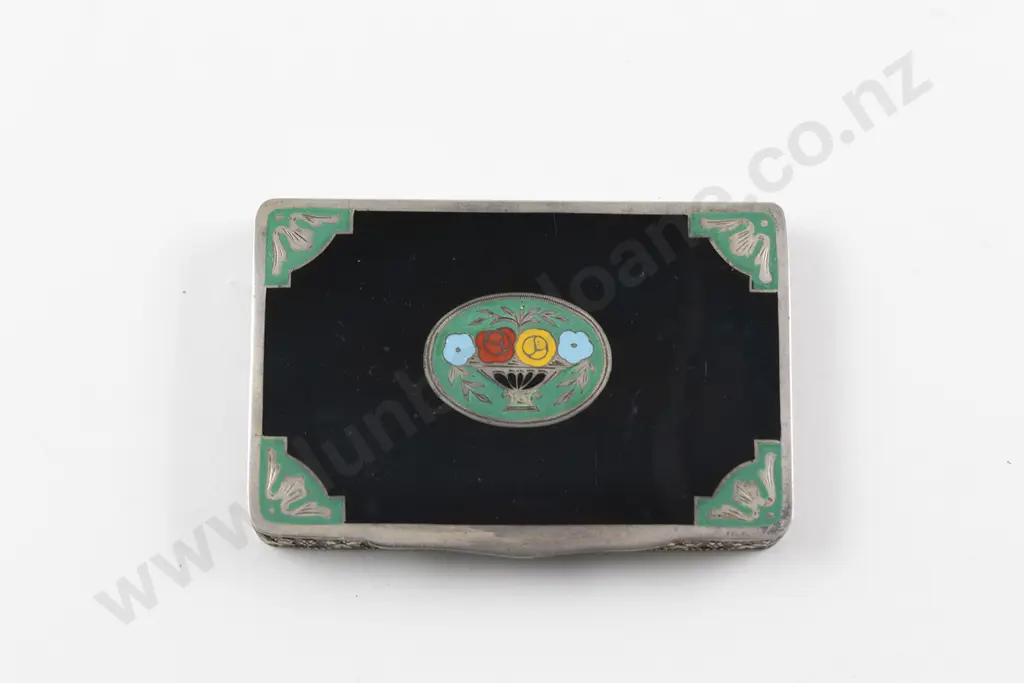 Art Deco .935 Silver and Enamel Box Image 1++