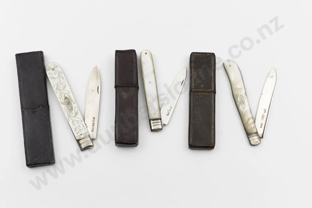 Three Georgian S/S and MOP Pocket Knives Image 1++