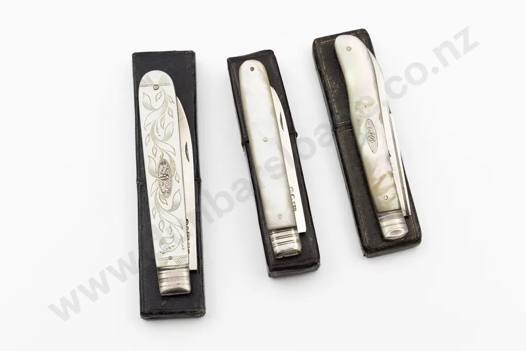 Three Georgian S/S and MOP Pocket Knives Image 1++