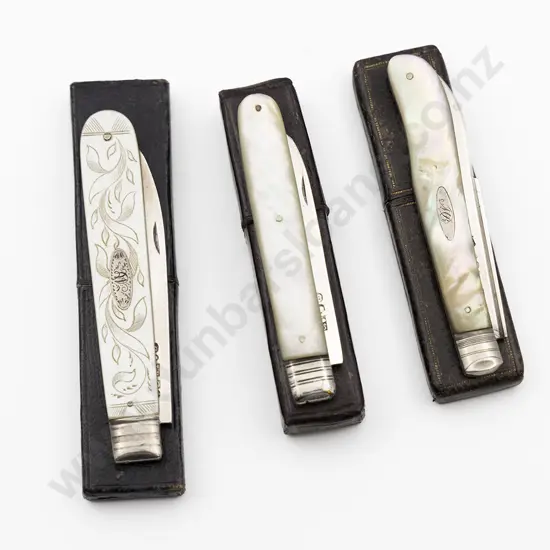 Three Georgian S/S and MOP Pocket Knives