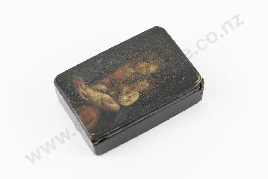 C19th German Stobwasser of Brunswick Type Lacquered Snuff Box Image 1++