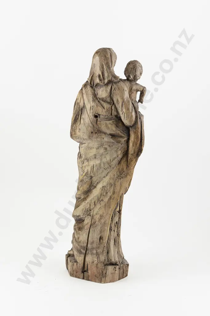 Late C17th/Early C18th Carved Limewood Statue Madonna and Child Image 1++