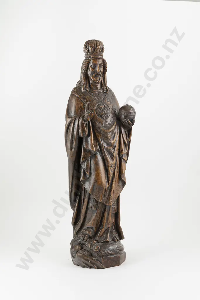 Early C19th Carved Oak Statue of the Sacred Heart Jesus Image 1++