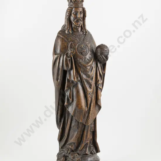 Early C19th Carved Oak Statue of the Sacred Heart Jesus