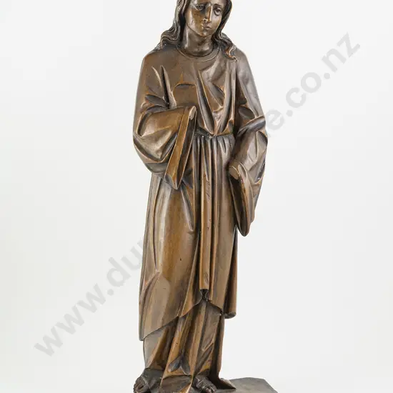 Early C19th Carved Fruitwood Saint Figure