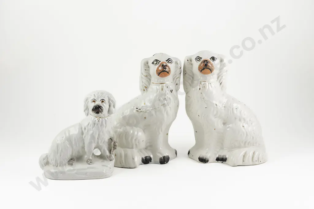Pair Vict Staffordshire Flatback Spaniels Image 1++