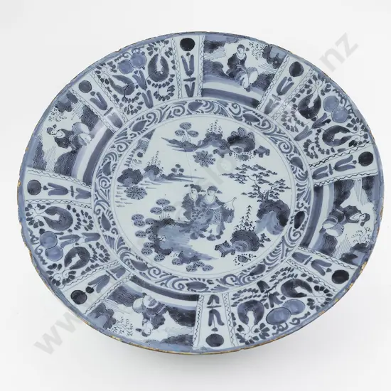 Large C17th Kraak Ware Blue & White Charger