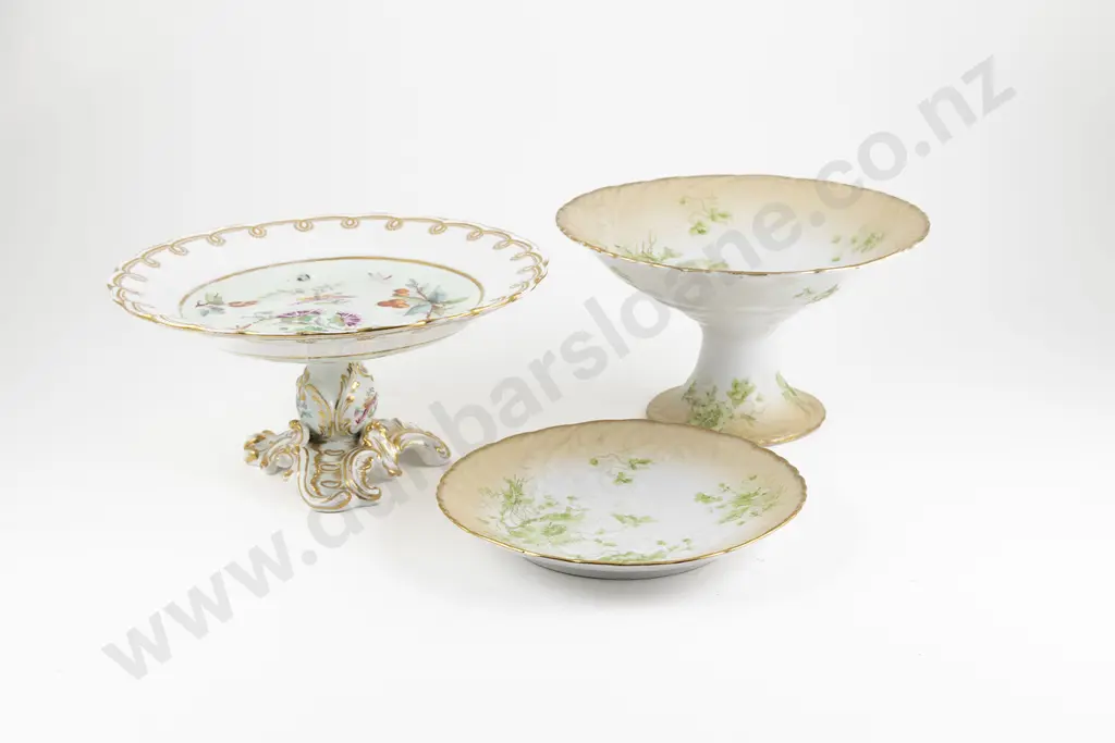 Two French Dessert Comports & Plate Image 1++