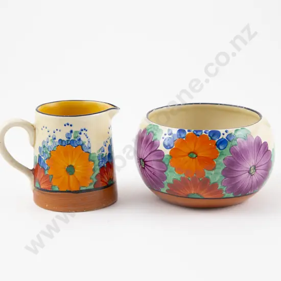 Clarice Cliff Bizzare "Mayday" Pattern Sugar & Cream