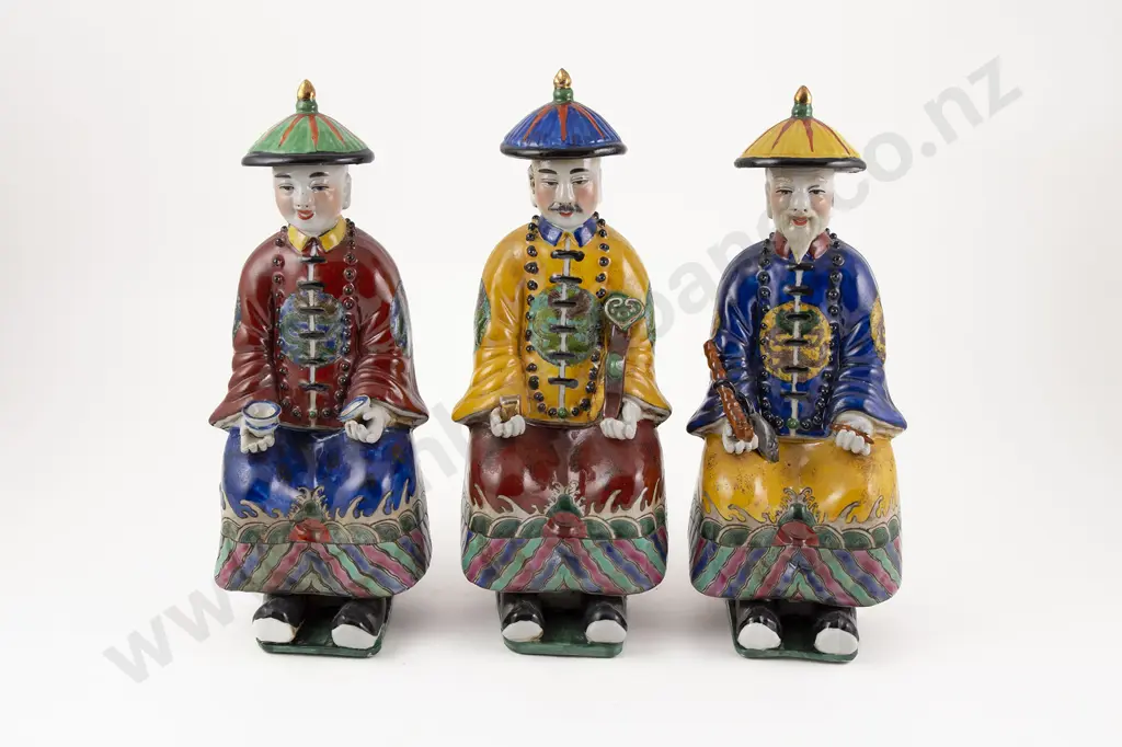 Set Of Three Chinese Qing Dynasty Style Emperor Figures Image 1++