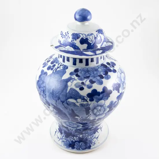 Late C19th Chinese Blue & White Ginger Jar & Cover