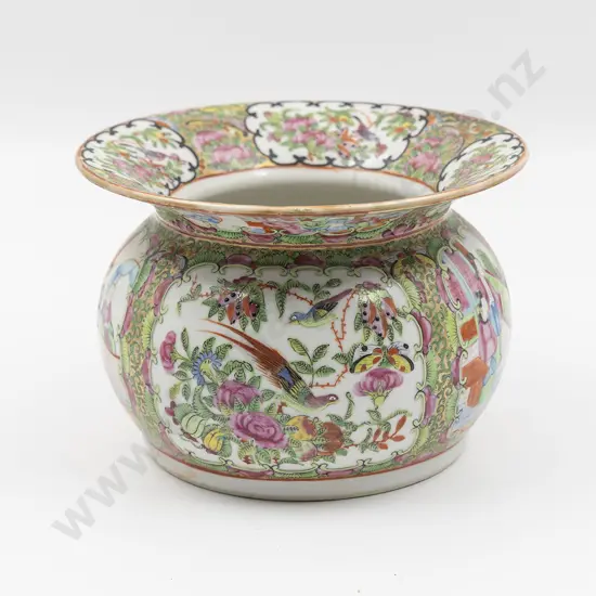 C19th Cantonese Famille Rose Export Ware Spittoon
