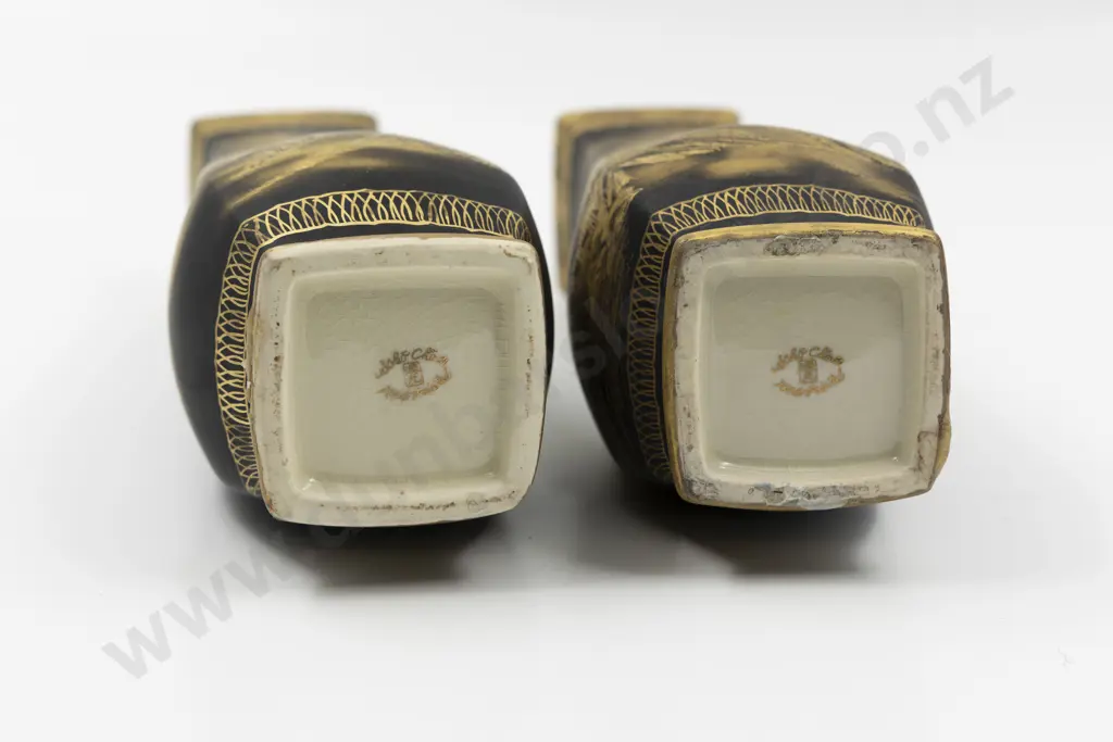 Pair Satsuma Black & Gilt Vases Image 1++