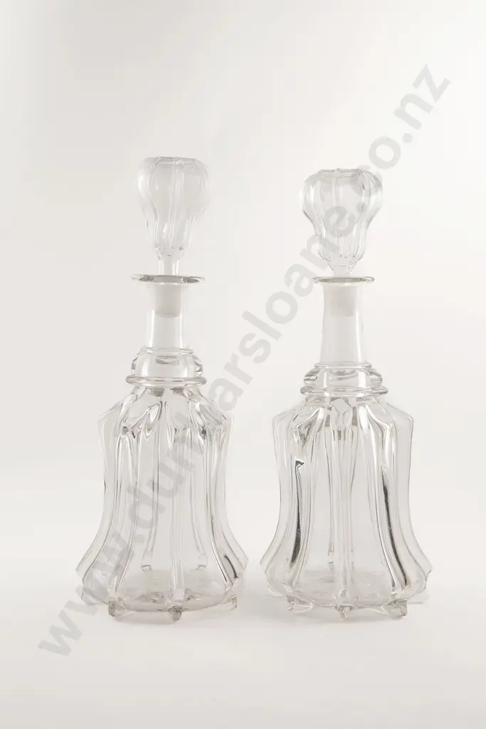 Pair Victorian Heavy Glass Decanters Image 1++