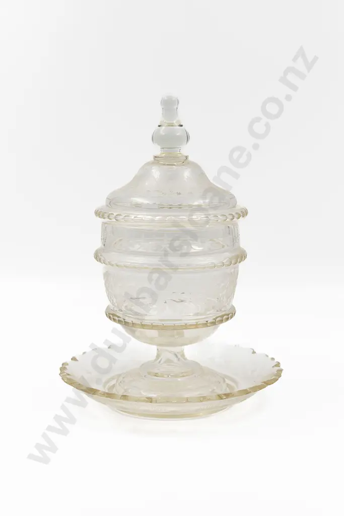 C19th Footed Cut Glass Urn & Cover On Stand Image 1++