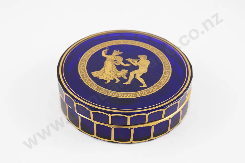 Mid C20th 'Belqique' Cobalt Blue Glass Powder Bowl Image 1++