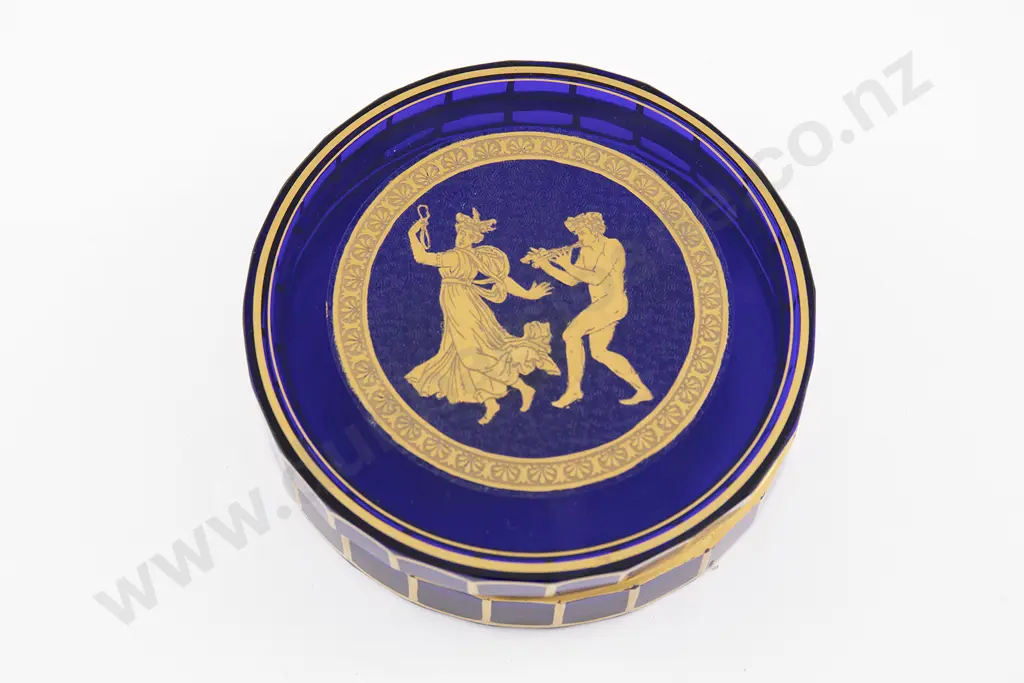Mid C20th 'Belqique' Cobalt Blue Glass Powder Bowl Image 1++
