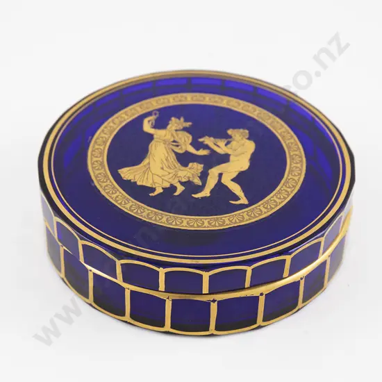 Mid C20th 'Belqique' Cobalt Blue Glass Powder Bowl