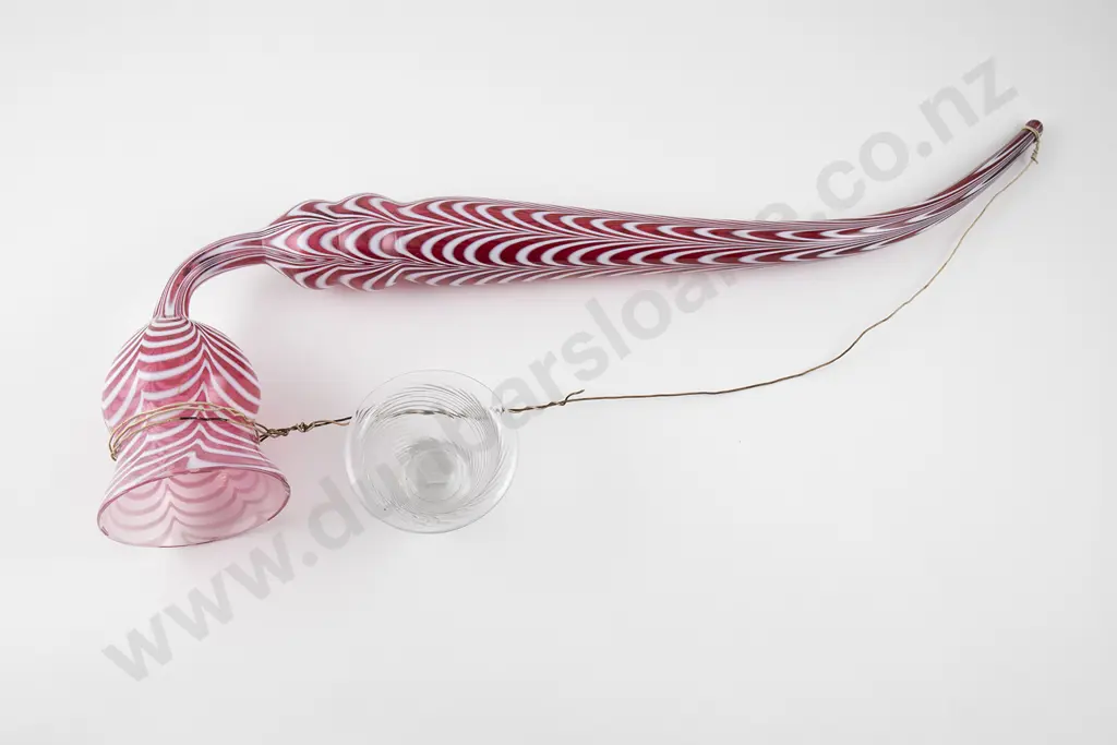 Victorian Nailsea 'End of Day' Cranberry Glass Oversize Pipe Image 1++