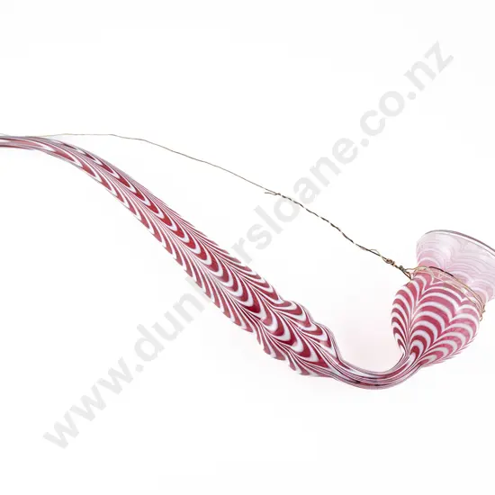 Victorian Nailsea 'End of Day' Cranberry Glass Oversize Pipe