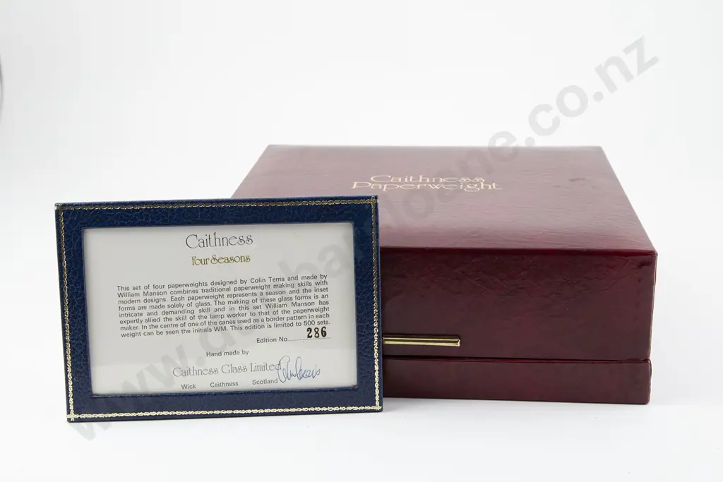 Boxed Limited Edition Set Of Four Caithness Glass "Four Seasons" Paperweights Image 1++