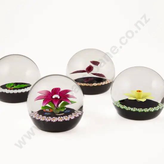 Boxed Limited Edition Set Of Four Caithness Glass "Four Seasons" Paperweights