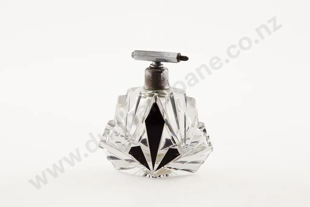 Art Deco Clear Crystal Scent Bottle Image 1++