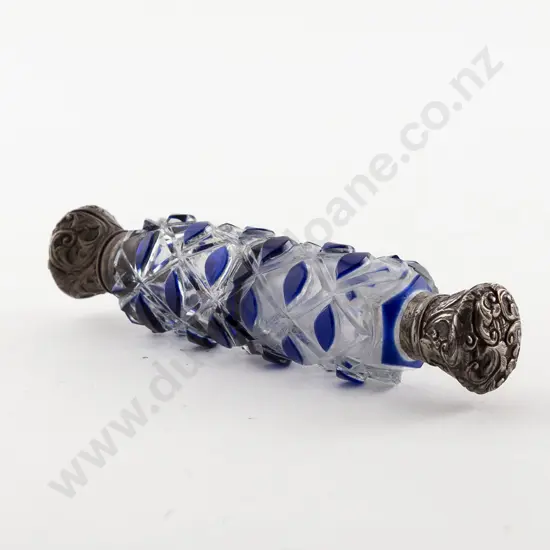 Victorian Blue Flash Cut Double Ended Scent Bottle