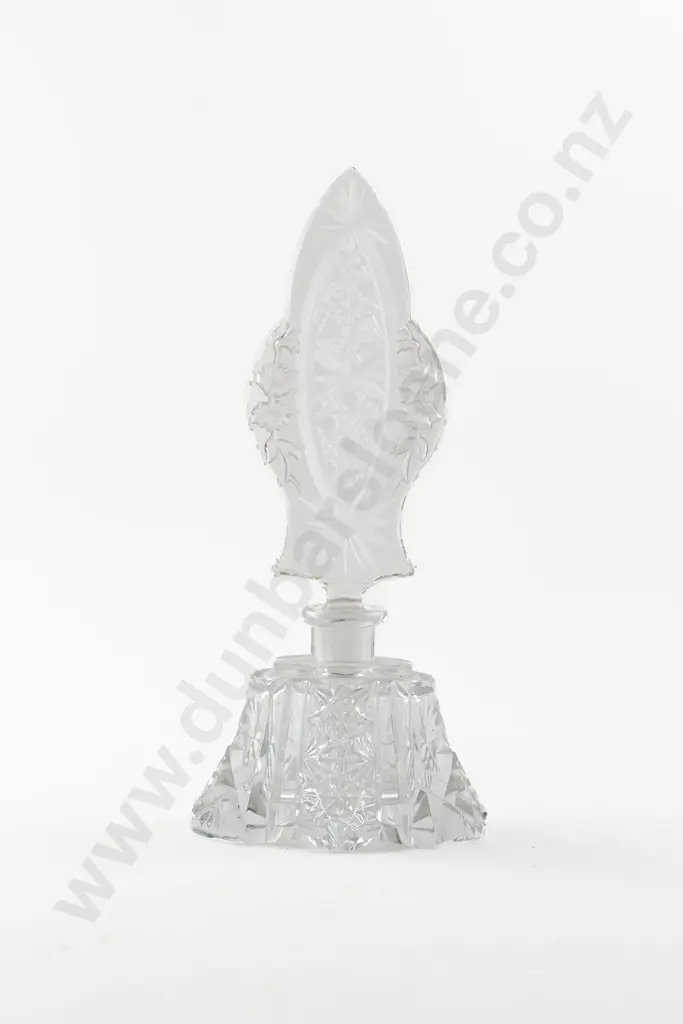 Art Deco Czech Clear Glass Scent Bottle Image 1++