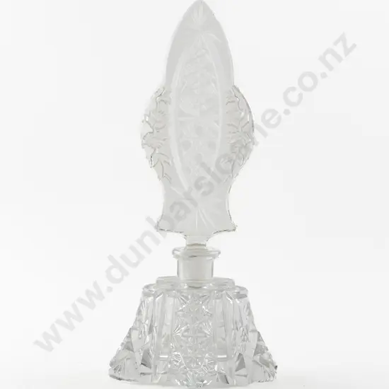 Art Deco Czech Clear Glass Scent Bottle