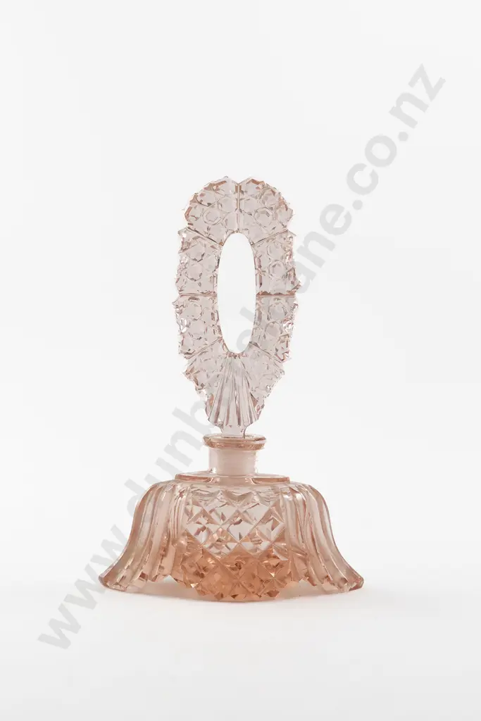 Art Deco Czech Pink Glass Scent Bottle Image 1++