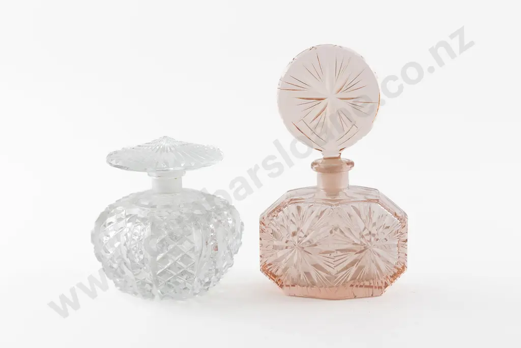 Art Deco Czech Pink Glass Scent Bottle Image 1++