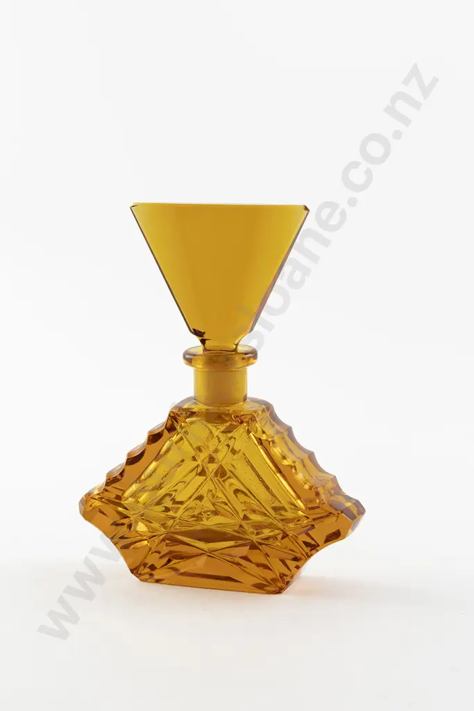 Art Deco Amber Crystal Scent Bottle Image 1++