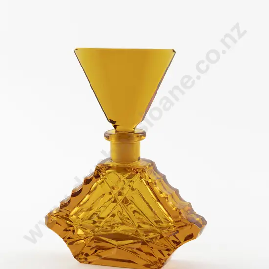 Art Deco Amber Crystal Scent Bottle