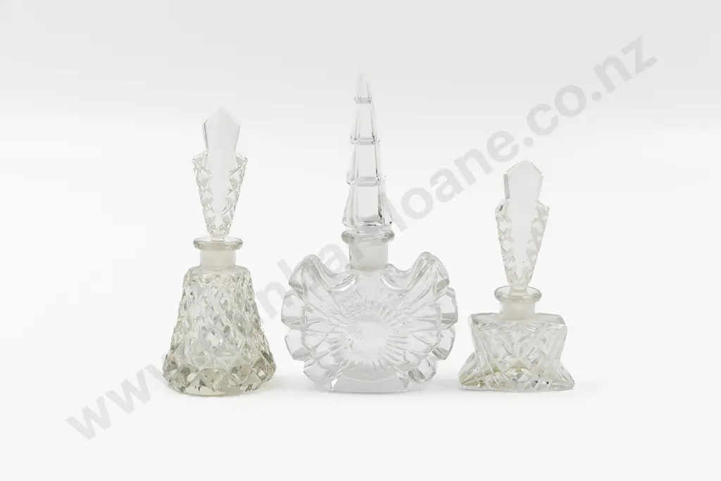 Three Czech Glass Scent Bottles Image 1++