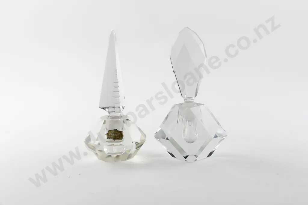 Two Mid C20th Made Japan Hand Cut Crystal Scent Bottles Image 1++