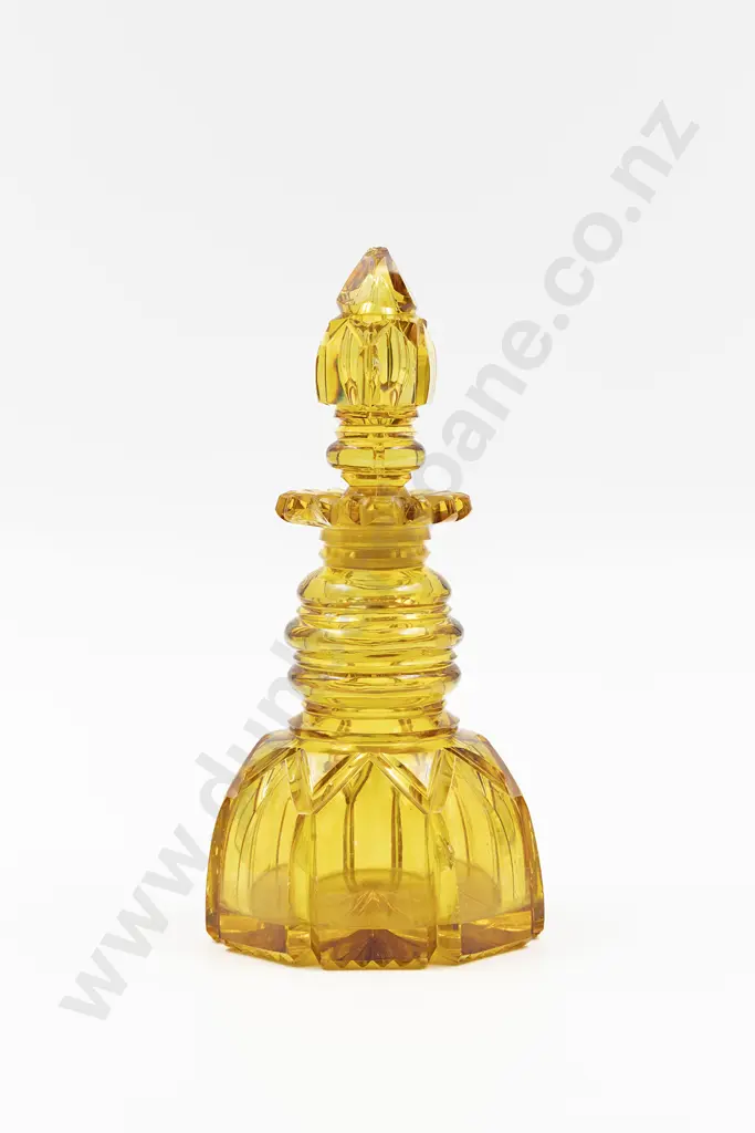 Late C19th Bohemian Amber Crystal Scent Bottle Image 1++