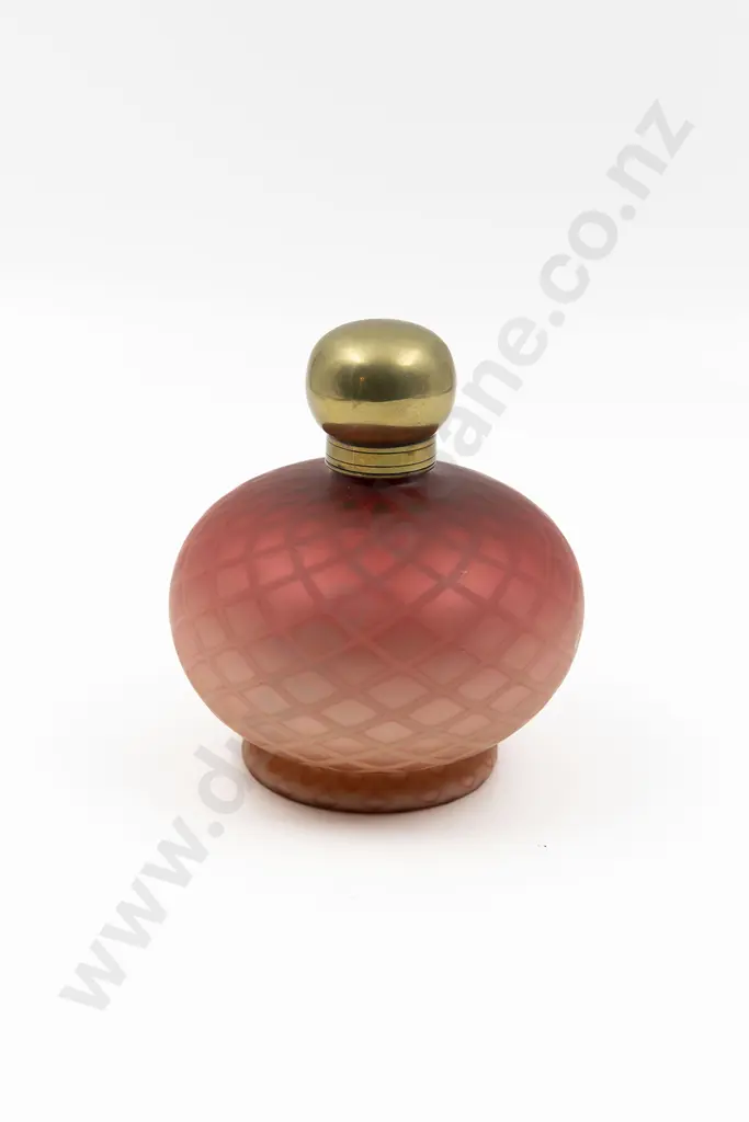 Victorian Webb Cranberry Over White Satin Glass Scent Flask Image 1++