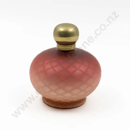 Victorian Webb Cranberry Over White Satin Glass Scent Flask