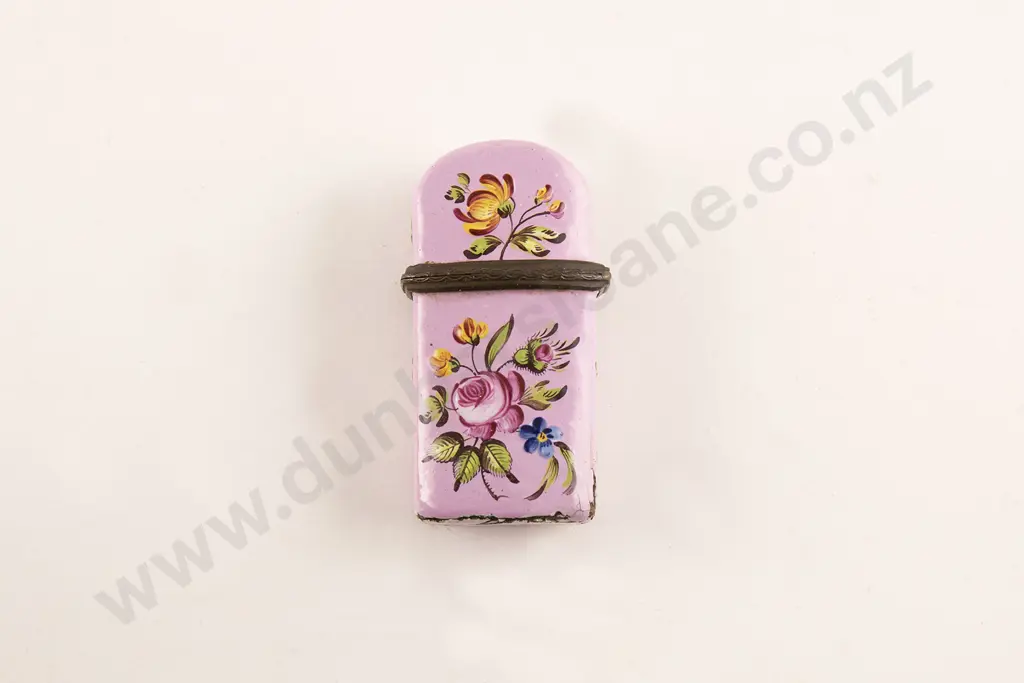Late C18th Bilston Floral Enamel Scent Bottle Etui Image 1++