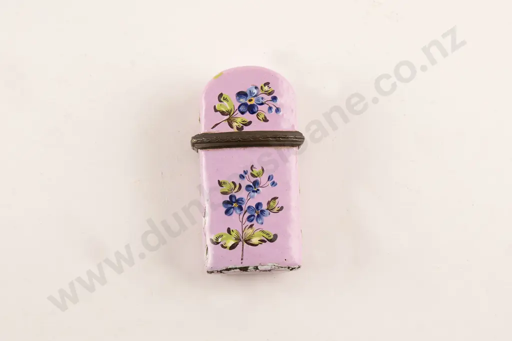 Late C18th Bilston Floral Enamel Scent Bottle Etui Image 1++