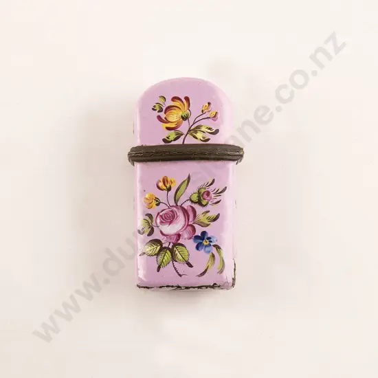 Late C18th Bilston Floral Enamel Scent Bottle Etui