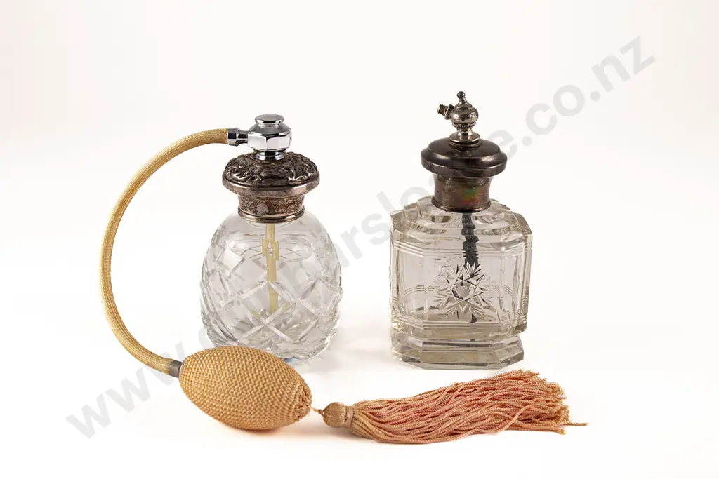 Two Sterling Silver Topped Atomiser Scent Bottles Image 1++