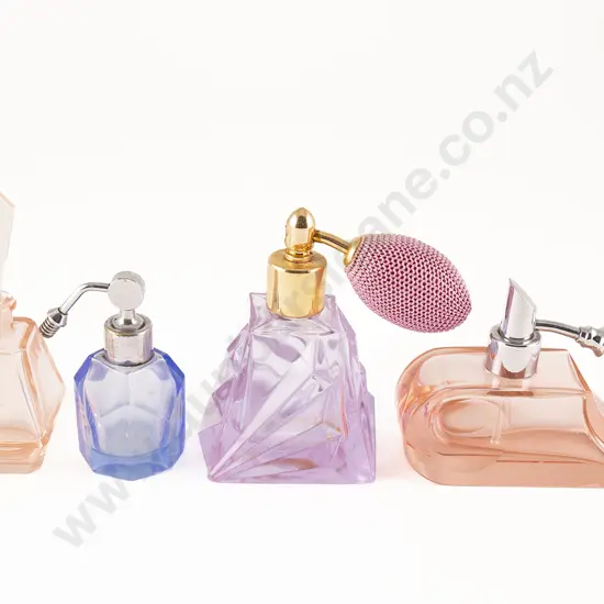 Art Deco Czech Pink Glass Scent and Atomiser Bottles