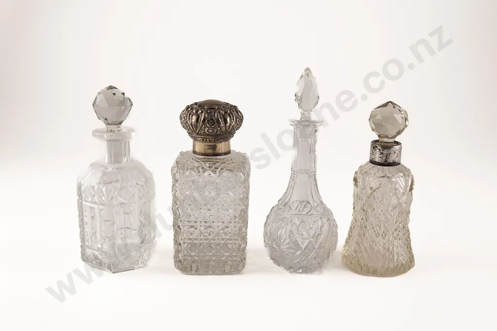 Four Victorian Clear Glass Scent Bottles Image 1++