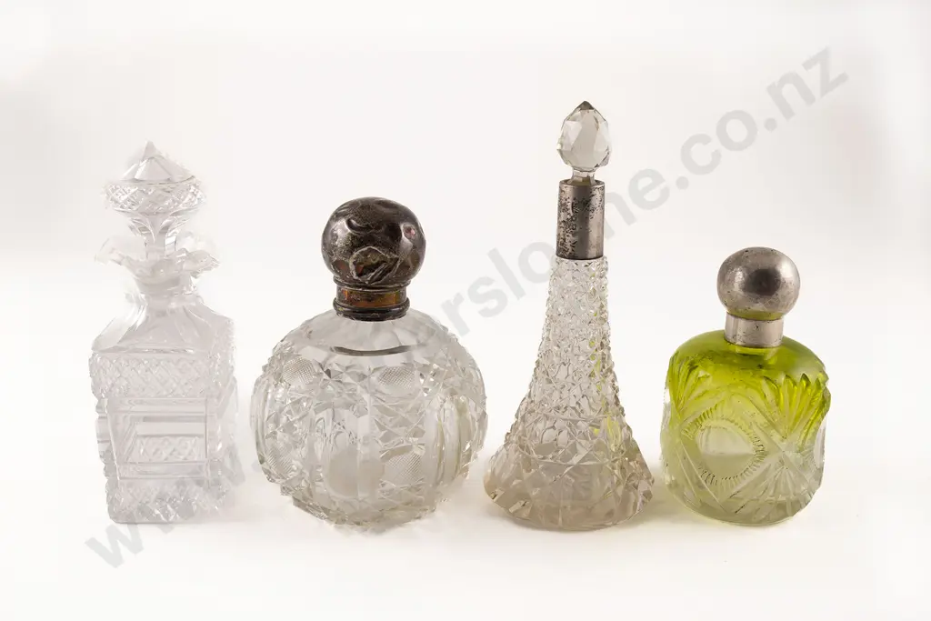 Four Victorian Glass Scent Bottles Image 1++