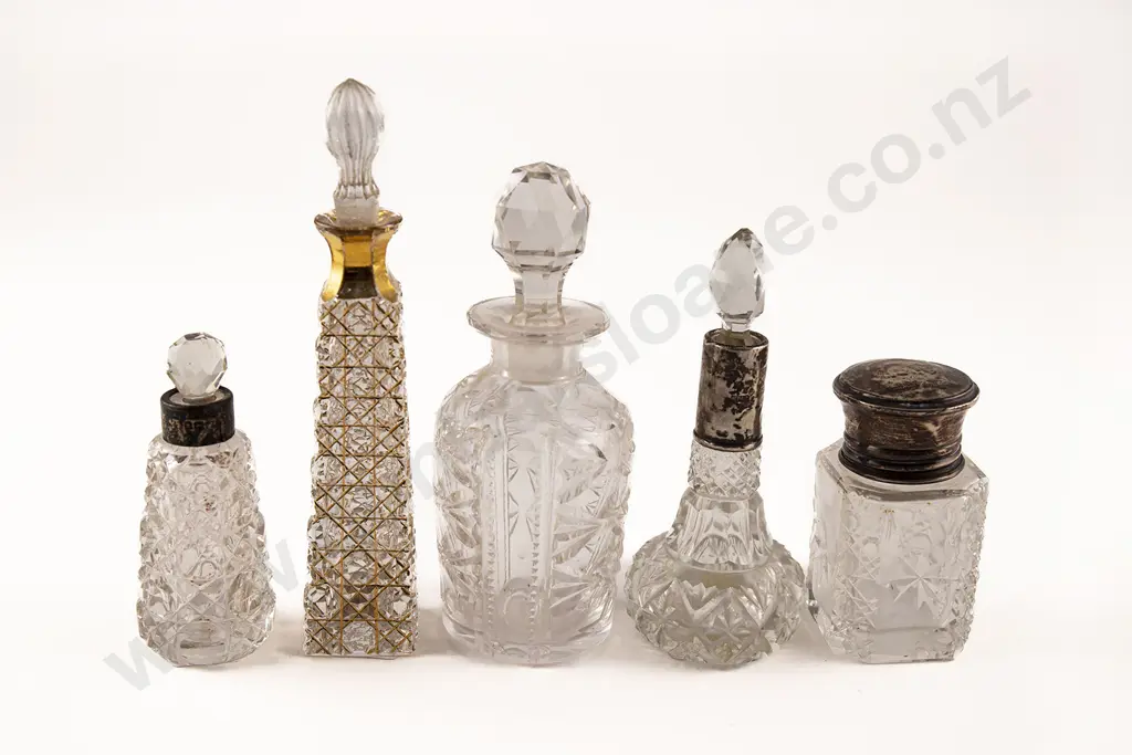 Five Victorian Clear Glass Vanity Bottles Image 1++