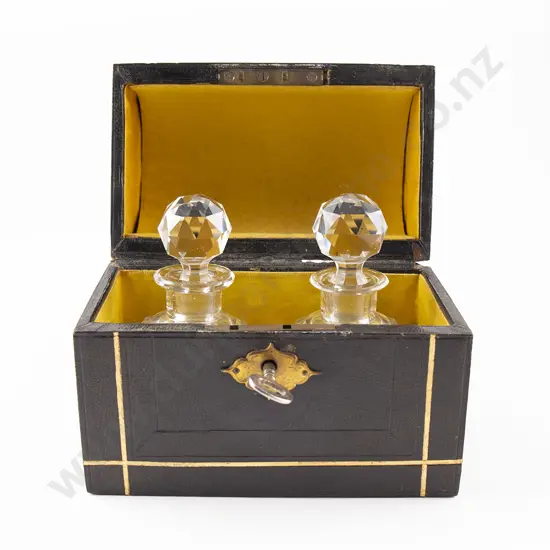 Victorian Cased Pair Clear Glass Cologne Bottles