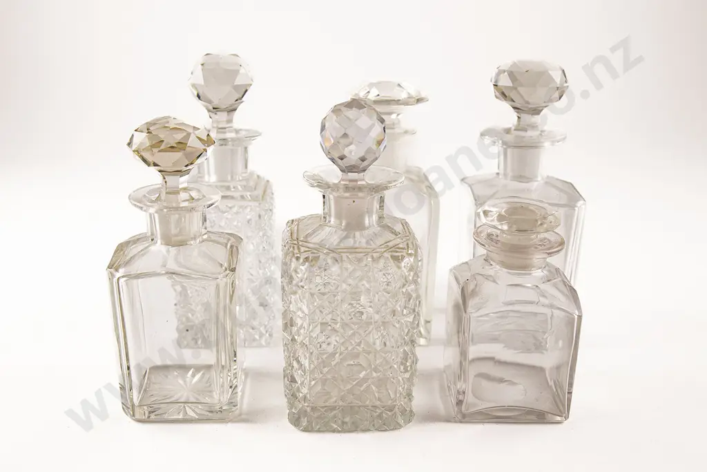 Six Victorian Clear Glass Cologne Bottles Image 1++